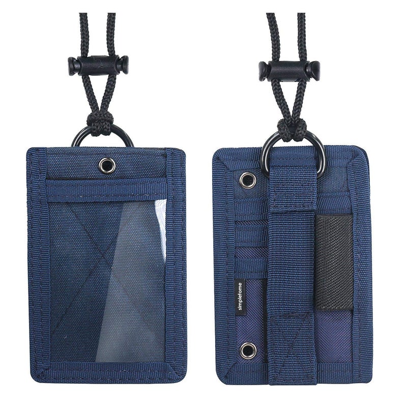 simpletome ID Card Holder Tactical Durable 1000D Nylon Badge Holder Lanyard RFID Blocking Card Holder with Adjustable Soft Neck Strap (Blue) - Image 1